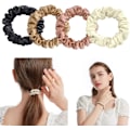 Pikkukuva 4 / 5: 4 kpl (moniväriset ja kultaiset) silkkihiuslenkit, hiusnauhat, naiset tytöt Bobbles Scrunchies hiusnauhat siteet köydet Scrunchie hiuslisävarusteet naisille tai tytöille