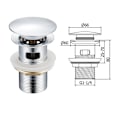 Miniatyrbilde 2 av 5: Chrome baderomsvaskavløp, pop-up vaskavløp, vaskavløp med overløp for baderomsvask med 1/4\" hull