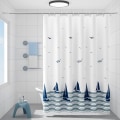 Miniatyrbillede 1 af 5: 180x200 Bruseforhæng Anti-Mildew, Vandtæt Vaskbar, Ocean Bruseforhæng Polyesterstof til Badekar Brusekabine, til Badeværelse, Indeholder en Bruseforhængskrog