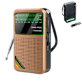 Miniatyrbillede 1 af 5: FM/AM/SW - Bærbar Mini Radio - Katastroferadio - Genopladelig Radio - Guld