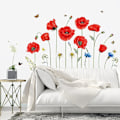 Miniatyrbild 1 av 5: Röd vallmo blomma väggdekal fjäril blomma väggdekal vägg