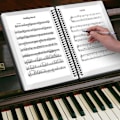 Miniatyrbild 5 av 5: 40-sidig notställ - A4-format - Plast - Fällbar - Vattentät - Med innerficka för noter - För piano, gitarr och fiol
