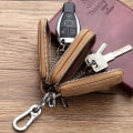 Miniatyrbillede 2 af 5: Dame Mænd Ægte Læder Nøglepung Holder Bilnøgle Fob Etui Cove