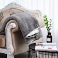 Miniatyrbillede 2 af 5: Sherpa Fleece tæppe til sofa - Navy Blue tyk fuzz