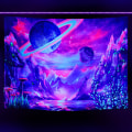 Miniatyrbillede 2 af 5: UV-reaktiv galakse rum gobelin psykedelisk neon lampe soveværelse