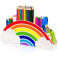 Miniatyrbillede 1 af 5: Træ Penneholder & Blyantholdere - Rainbow Supply Caddy Desk O