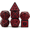 Pikkukuva 1 / 5: 7 kappaletta monimuotoisia noppia 20-sivuisia roolipelien noppia monimuotoisia noppasarjoja värillisiä noppaa pusseilla DND RPG MTG:lle (punainen)