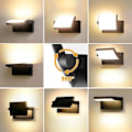 Miniatyrbillede 2 af 3: Sort LED Udendørs Væglampe med 350° Roterende LED Panel 3000K Varm Hvid Vandtæt Udendørs Projektør IP65 [Energi Kl