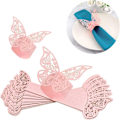 Miniatyrbillede 1 af 5: 50 stk. (Pink) Butterfly-formede servietringe Hule papirserviet