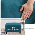 Miniatyrbild 3 av 5: (Djuphavsblå) Stretch Pouf-överdrag Sammet Ottoman-överdrag Rektangulär