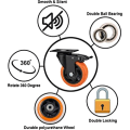 Miniatyrbillede 2 af 5: Hjul, Heavy Duty Castor Wheels, 100mm Svingbare Hjul med Bremse