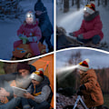 Miniatyrbillede 3 af 3: (A)Hue med Lys til Børn, USB Genopladelig Håndfri LED Pandelampe Hue Jul Vinter Strikket Natlys Hue