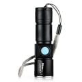 Miniatyrbillede 1 af 3: Aluminium Mini USB-lommelygte (sort), kraftig LED-lommelygte, genopladelig
