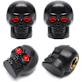 Miniatyrbillede 1 af 5: 4 stk. Chrome Skull Ventilkapper Dækkapper Bil Tilbehør Unive