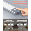 Miniatyrbilde 4 av 5: （Grå）Kjøkken under disk lampe, 40 LED skaplys, 3 fargemoduser, dimbar, skaplys med bevegelsessensor, 40 LED lysstripe for soverom, babyrom, verksted, kjellergulv