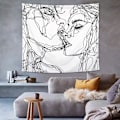 Pikkukuva 3 / 5: Mies ja nainen sydän sydämelle abstrakti luonnos seinävaate (200cmX150cm)