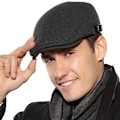 Miniatyrbild 1 av 5: Platt topp basker Justerbar platt topp hatt Höst kort - Solid grå A