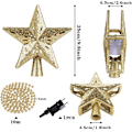 Miniatyrbillede 2 af 5: Juletræstop, 3D Roterende Lysende Juletræsstjerne med Stjerneformet Projektorlampe (Guld)