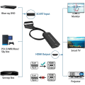 Pikkukuva 5 / 5: Muunnin HDMI:lle, HDMI 16 tulolähtö: 9/4: 3 Ääni-videomuunnin HDMI-kaapelilla HDTV-näytölle Projektori STB VHS Xbox PS3 Sky Blu-Ray DVD-soitin