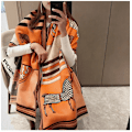 Miniatyrbilde 2 av 5: Vinter Pashmina Sjal Skjerf for Kvinner Lang Stor Tykk Varm Reversibel Skjerf (oransje)