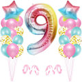 Pikkukuva 1 / 5: 9. syntymäpäivän tyttö -ilmapallo, 9. syntymäpäivä, vaaleanpunainen numero 9 -ilmapallo