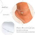 Pikkukuva 4 / 5: Boho-nilkkaketjut, joissa kaksinkertaiset hopeiset sydänhelmet, nilkkaketju, ranta, jalkakoru naisille ja tytöille