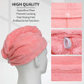 Miniatyrbilde 2 av 5: (Rosa, Blå, Grå) Håndkle for Hår, 3 stk Håndkle for Hårtørking, Super Absorberende Mikrofiber Håndkle Turban med Knapp Design Tørker Håret Raskt for Kvinner