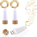Miniatyrbillede 1 af 5: LED-flaskekorklys, USB-drevet genopladelig, 1,9 m kobbertråd med 20 LED-lyskæder, til udendørs dekorationsfest bryllupsferie (3 stk., varmt hvidt)