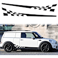 Miniatyrbillede 1 af 5: 1 par vandtætte grafiske striber ternet racerflag side striber