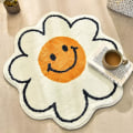 Miniatyrbillede 1 af 6: Faux cashmere solsikke smil rundt tæppe hjem stue sofa være