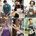 Miniatyrbillede 4 af 5: (Marineblå) Herre Køkkenforklæde Lærredforklæder med 3 Lommer Vandtæt og Justerbar Forklæde til Grill, Restaurant, Have, Tømrer，78 * 68cm D