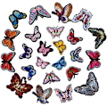 Miniatyrbillede 1 af 4: 24 stk. sommerfugle patches multifarvet tilfældig mix håndlavet patch
