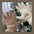 2 par vinterplushy handskar Varma handskar Broderade rodnande björn Stickade handskar