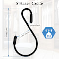 Miniatyrbillede 2 af 5: S-kroge, pakke med 12 - Sort - 8 cm - S-formet - Maksimal belastning: 5 kg