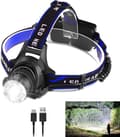 LED-hodelykt USB-oppladbar, hodelykt superlys 8000 høy