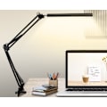 Miniatyrbillede 1 af 5: LED-skrivebordslampe, svingarmlampe, med armatur, dæmpbar, 3 farvetilstande og 10 justerbar lysstyrke, øjenbeskyttende skrivebordslampe til hjemmekontoret (sort)