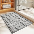 Miniatyrbillede 1 af 5: Skridsikker bademåtte 40x60cm grå, absorberende og vaskbar badeværelsesmåtte, grå mikrofiber bademåtte brusemåtte til badeværelse, toilet, køkken, indgang