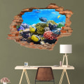 Miniatyrbillede 3 af 5: 3D vægklistermærke Væg hulmønster (fisk)