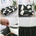 Miniatyrbillede 2 af 4: Strækbar armløs sofaovertræk, Universal armløs sofaovertræk Alle dækket folde sofa beskytter, Nem at installere og rengøre, 3 sæder Clic Clac overtræk, Sort marmor