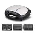 Miniatyrbillede 2 af 5: 3 i 1 Sandwich Maker, Vaffeljern, Panini Presse, 750W, med 3 Non-Stick og Udskiftelige Plader, LED Display og Co