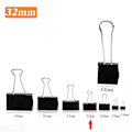Miniatyrbillede 5 af 5: Sort 12 stk. mappe 32mm multifunktion papir klips boks bind