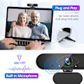 Miniatyrbillede 3 af 5: USB-webkamera, 1080P streaming-webkamera med mikrofon til pc, MAC, L