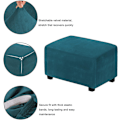 Miniatyrbild 2 av 5: (Djuphavsblå) Stretch Pouf-överdrag Sammet Ottoman-överdrag Rektangulär