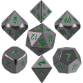Miniatyrbilde 1 av 5: Metall Polyhedral 7-Die Dice Set, Glansende Svartmalt og Mørkegrønn Tall Sink Alloy Dice med Metall, Rollespill Dice Set for Dungeons and Dragons RPG Dice Gaming