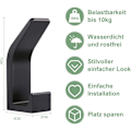 Pikkukuva 5 / 5: Musta - 6 itseliimautuvaa koukkua, kaksinkertainen kylpyhuoneen pyyhekoukku, itse-
