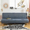 Miniatyrbillede 1 af 4: Strækbar armløs sofaovertræk, Universal armløs sofaovertræk Alle dækkede folde sofa beskytter, Nem at installere og rengøre, 3 sæder Clic Clac overtræk, Blå