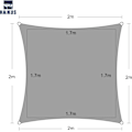 Miniatyrbillede 2 af 5: 2x2m Firkantet Solsejl, Åndbart HDPE Skyggenet (185g/㎡), 2m Skyggenet Resistent 98% UV Beskyttelse til Terrasse Gar