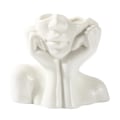 Miniatyrbilde 5 av 5: Hvit keramisk ansiktsvase, kvinnelig form hode halv kropp byste vas