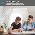 Miniatyrbillede 3 af 5: Hvid LED-skrivebordslampe - Kraftfuld LED-skrivebordslampe med klemme - Eye Pro
