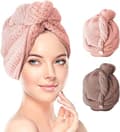2PACK(Pink og Brun)Mikrofiber Håndklæde Hår wrap Håndklæde